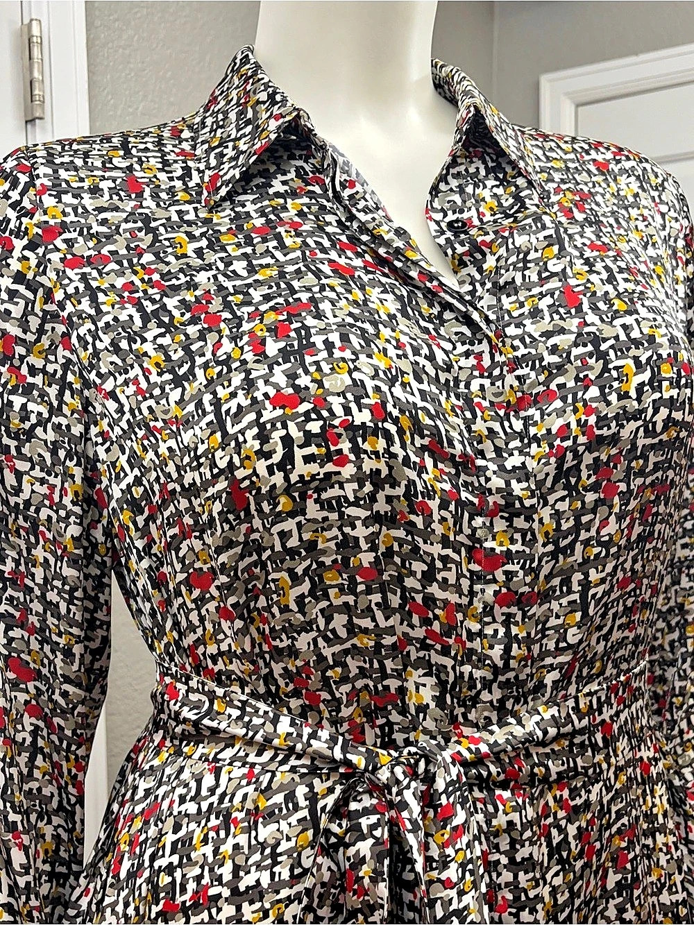 Marina Rinaldi Abstract Print Midi Shirtdress Dress w/Slip Size 20 - Picture 7 of 16